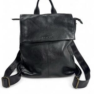 AMERICAN LEATHER CO Liberty Backpack Black Genuine Leather Flap Top